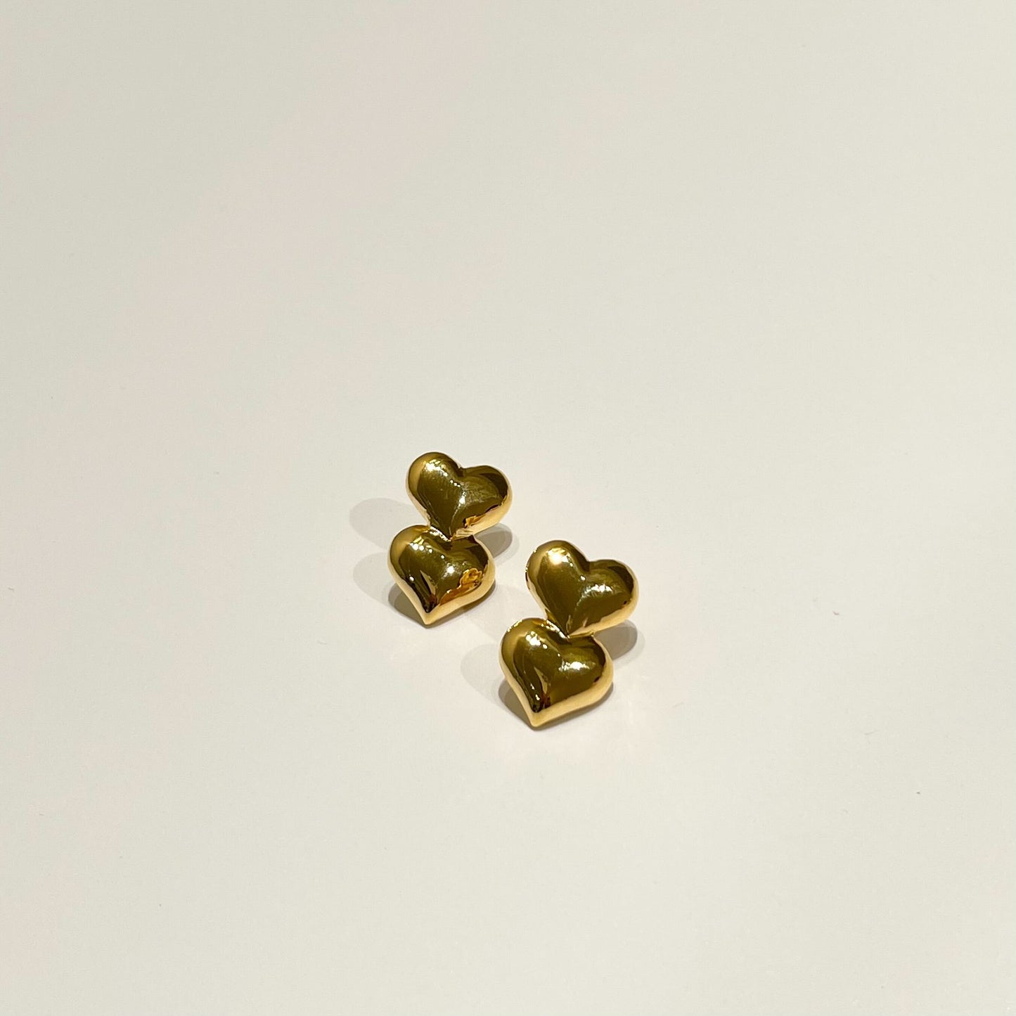 Potteri double heart pierce & earring(ぽってりダブルハートピアス/イヤリング)