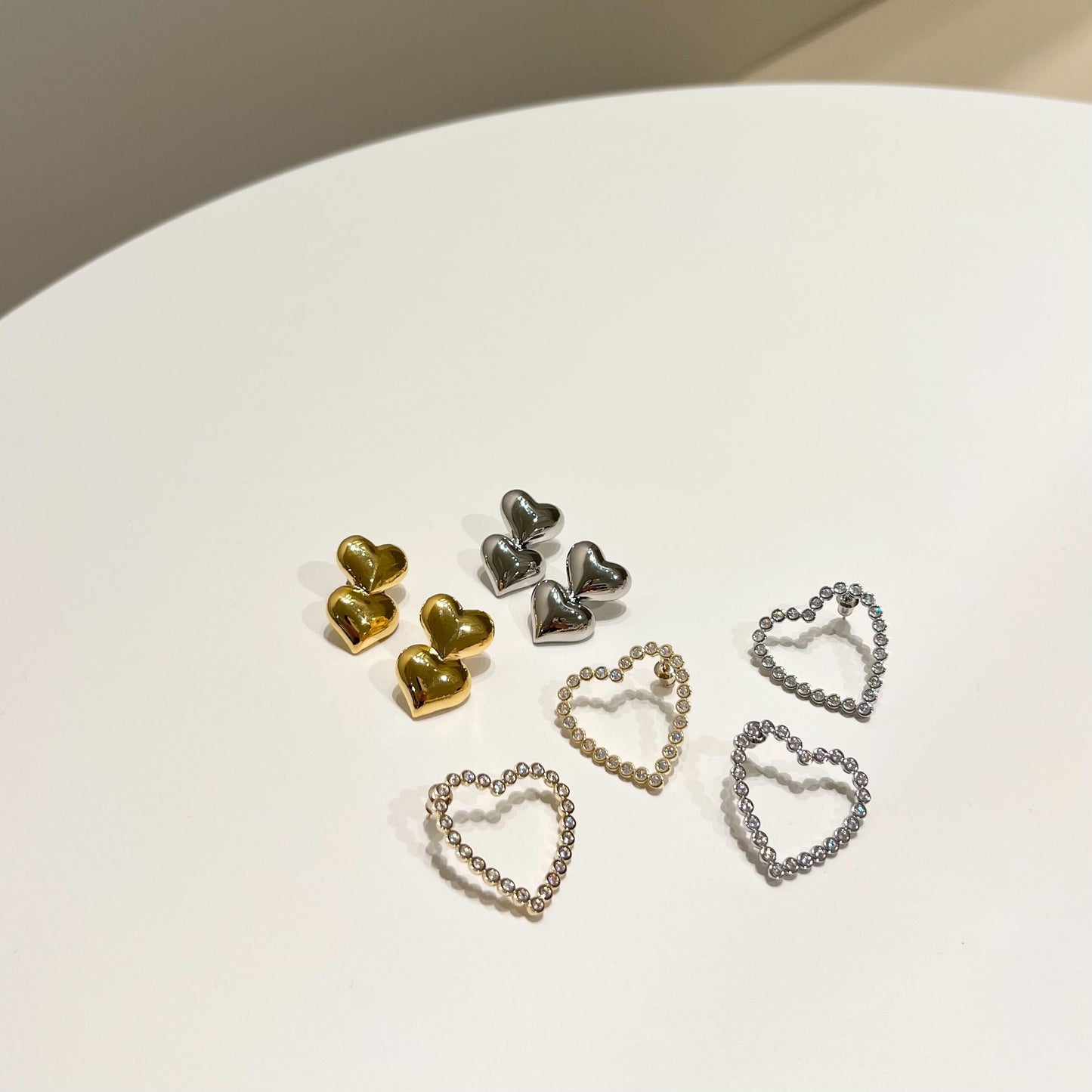 Potteri double heart pierce & earring(ぽってりダブルハートピアス/イヤリング)