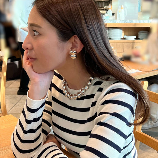 Potteri double heart pierce & earring(ぽってりダブルハートピアス/イヤリング)