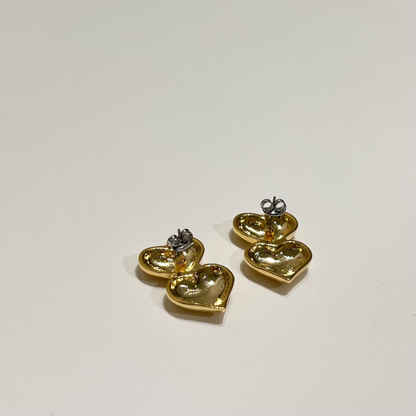 Potteri double heart pierce & earring(ぽってりダブルハートピアス/イヤリング)